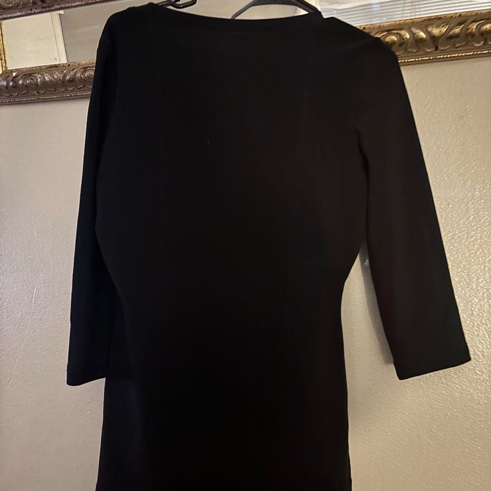 Boston Proper Beyond Travel Black Square-Neck Women's Top - 3/4 Sleeve, Peplum - Picture 5 of 5